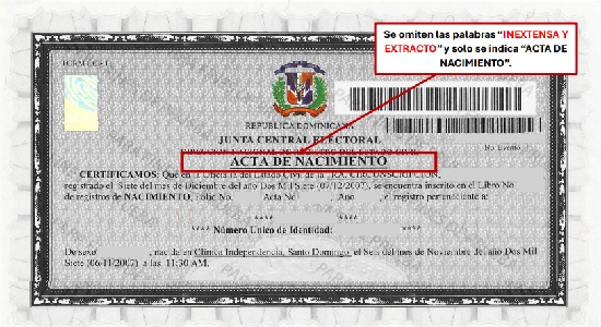 Actas de estado civil (Fuente externa)