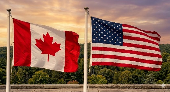 Banderas de Canadá y Estados Unidos IA